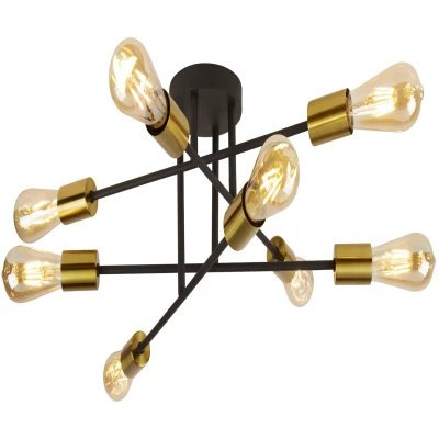 Afbeelding van Searchlight Armstrong Plafondverlichting Ø 54 X 23 Cm Satijn Messing En Mat Zwart