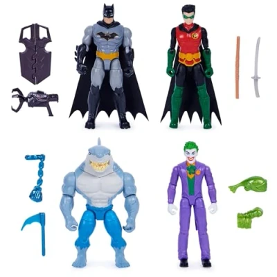 Afbeelding van DC Comics, Batman en Robin Tegen The Joker King Shark, 10 cm grote beweegbare figuren, speelgoed voor jongens meisjes vanaf 3 jaar