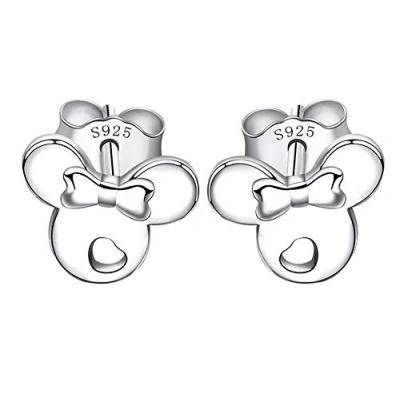 Afbeelding van kaguyo Zilveren oorbellen voor meisjes, roségoud verguld 925 sterling zilver kleine schattige muis vrouwen meisjes kinderen, Cubic Zirkonia, Aquamarijn