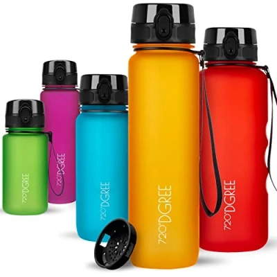 Afbeelding van 720DGREE Tritan drinkfles uberBottle 500 ml transparante pruim ideale voor kinderen, school, sport, yoga, wandelen, reizen, werk, vrije tijd, auto, BPA vrij