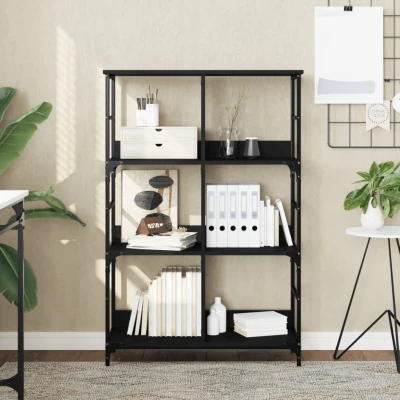 Afbeelding van Boekenrek 78,5x33x117,5 cm bewerkt hout zwart