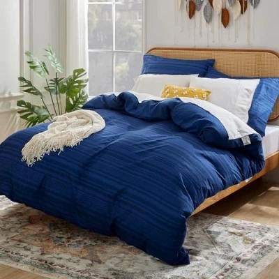 Afbeelding van Sonive Underzy Microvezel beddengoedset, 135 x 200 cm, 80 cm 1, koningsblauwe strepen Calvin