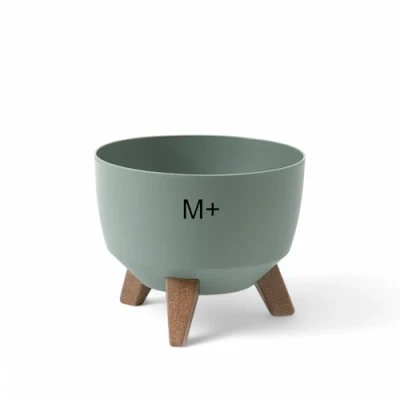 Afbeelding van Bloempot met kunststof poten, rond, inzetstuk, kruidenpot (groen, M + 33 cm)
