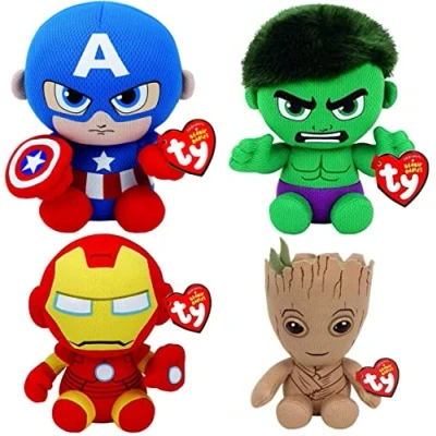Afbeelding van Ty Marvel 4 delige superheld pluche speelgoedset, 15 cm