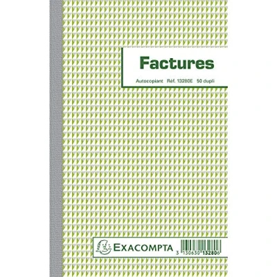 Image de Manifold factures 21x13,5cm 50 feuillets dupli auocopiants exacompta 13280e