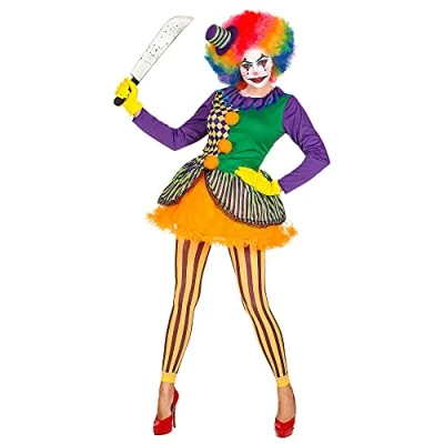 Afbeelding van Widmann Clown &amp; Nar Kostuum Knettergek Joker Circus Vrouw Multicolor Medium Halloween Verkleedkleding