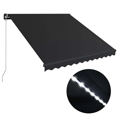 Afbeelding van VidaXL Luifel handmatig uittrekbaar met LED 350x250 cm antraciet