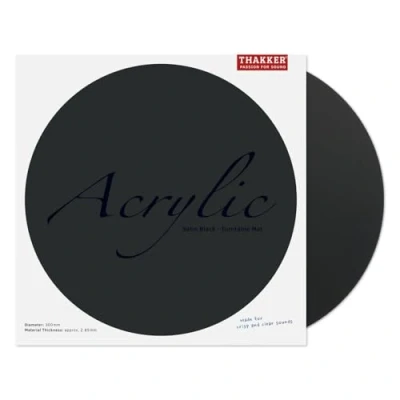 Afbeelding van THAKKER Acryl Mat Satijn Zwart Platenhouder van gesatineerd acrylglas 298 mm diameter voor 12&quot; platenspeler