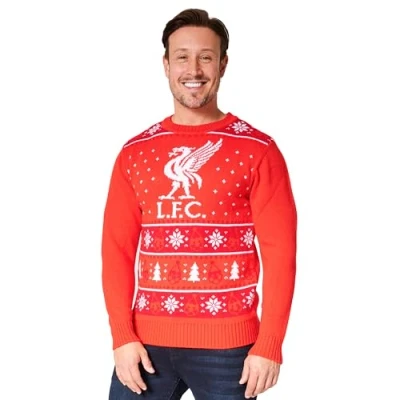 Afbeelding van Liverpool F.C. Kersttrui voor heren, Kerstmis, jumper, jongeren, officieel cadeau idee, voetbalfan, M XXXL, Rood