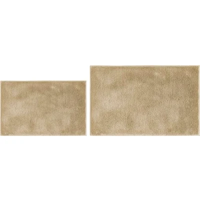 Afbeelding van andiamo Florida Set van 2 Antislip badmatten Zacht en pluizig wasbare badmat 40 x 60 cm + 50 80 Taupe