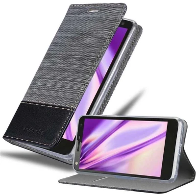 Afbeelding van Cadorabo Hoesje geschikt voor Motorola MOTO X3 in GRIJS ZWART Beschermhoes met magnetische sluiting, standfunctie en kaartvakje Book Case Cover Etui