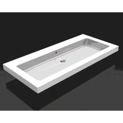 Afbeelding van Wiesbaden Kera wastafel enkel zonder kraangat 100x46x5 cm keramiek glans wit