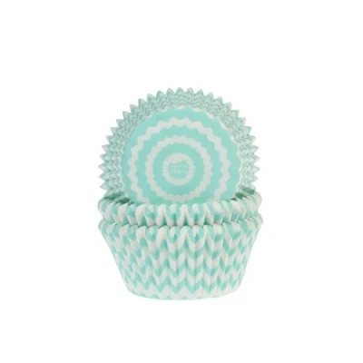 Afbeelding van Cupcake Cups HoM Chevron Mint Groen 50x33mm. 50st.