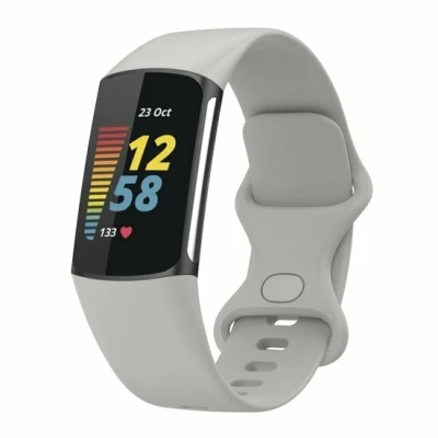 Afbeelding van FitBit Charge 5 &amp; 6 Sportbandje met dubbele lus Steengrijs Maat: L