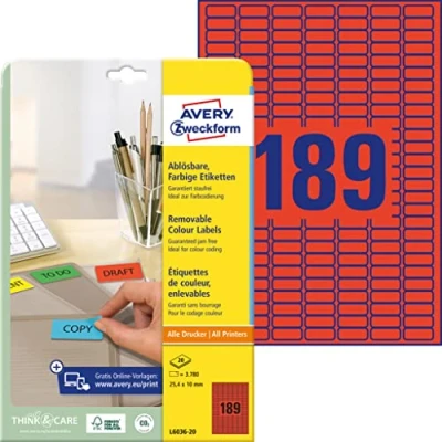 Afbeelding van Avery L6036 20 printeretiket