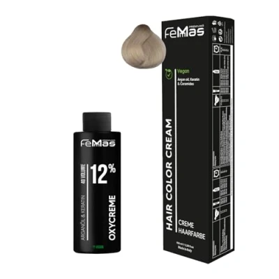 Afbeelding van Femmas Gold 903 Super Lightening Hair Color Cream 100 ml + Oxycrème 12% I Permanente haarkleur ontwikkelaar Zacht en duurzaam Haarverf