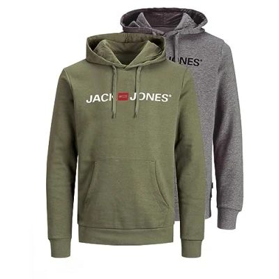 Afbeelding van JACK &amp; JONES Jjecorp Noos Hoodie met logo voor heren, 1 stoffige olijf, middengrijze mix