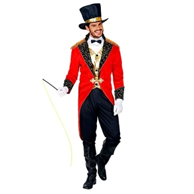 Afbeelding van Widmann Circus Kostuum Ringmeester Voorstelling Man Rood, Zwart Medium Carnavalskleding Verkleedkleding