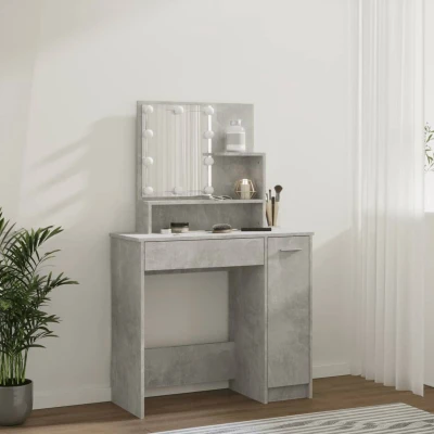 Afbeelding van vidaXL Kaptafel met LED verlichting 86,5x35x136 cm betongrijs