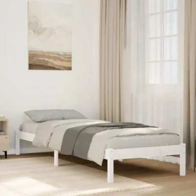 Afbeelding van vidaXL Bedframe extra lang zonder matras grenenhout wit 100x220 cm