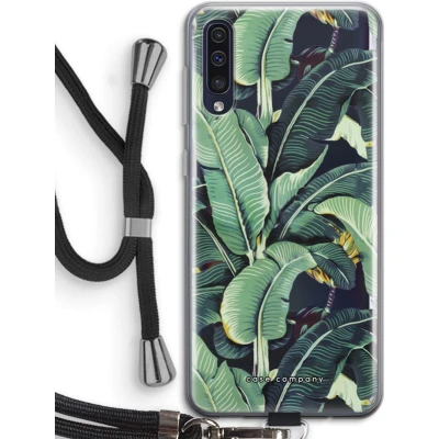 Afbeelding van hoesje met Koord geschikt voor Samsung Galaxy A50 Bananenbladeren Telefoonhoesje Zwart Bescherming aan alle Kanten en Over de Schermrand
