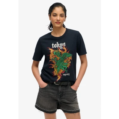 Afbeelding van Superdry Vintage LOGO Tokyo Tshirt print, Dames, Maat: 44, black slub