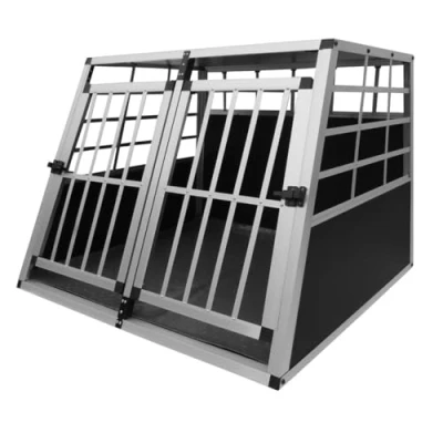 Afbeelding van Hondenkooi voor auto Alumunium Large: 97x90x69 cm 2 deuren hondenbench