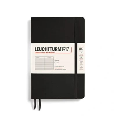 Afbeelding van Leuchtturm Notitieboek B6+ Softcover Black Gelinieerd