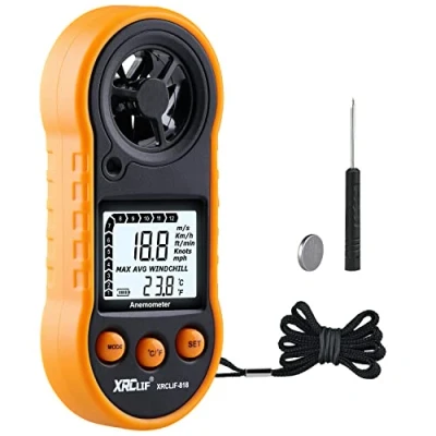 Afbeelding van Digitale windsnelheid anemometer, XRCLIF windmeters luchtstroomsnelheidsmeter voor het meten van windtemperatuursnelheid, windmeter thermometer meter