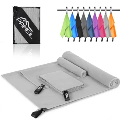 Afbeelding van Pameil Set van 3 fitnesshanddoeken, 160 x 80 cm, grote badhanddoek + 2 kleine handdoeken 40 sneldrogend, sporthanddoek, sporthanddoek voor sport, yoga