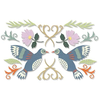 Afbeelding van Sizzix Thinlits Die Set 16 PK Birds &amp; Blossoms 666015 Lisa Jones (10 22)