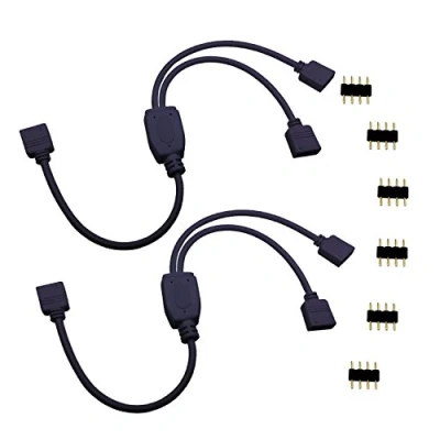 Afbeelding van LitaElek 2 stuks led splitterkabel, 4 polig, 1 tot kabels, verdeelkabel, ledstrip, distributie, jaar, splitter hoekstekker, verlengkabel voor SMD 5050, 3528, 2835, RGB