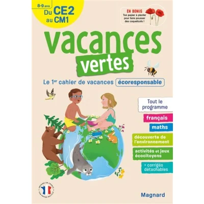 Image de Cahier de Vacances 2025, du CE2 vers le CM1 8 9 ans vertes