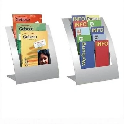 Image de Kerkmann portes prospectus de table varia, format a4 haut, 3 compartiments, gris alu, en acier thermolaqu, dos mtallique lg?r
