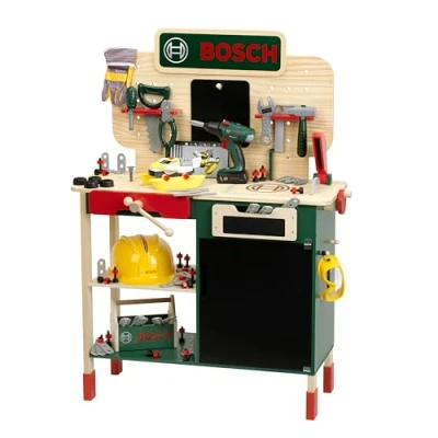 Afbeelding van Klein Toys Bosch werkbank hout (mdf) 100 delige accessoire set incl. licht en geluidseffecten multicolor