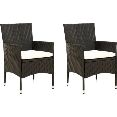 Afbeelding van Tuinstoelen 2 st met kussens poly rattan zwart