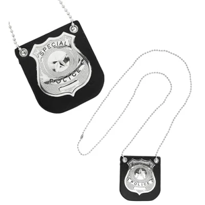 Afbeelding van Widmann 05851 Halsketting met badge politie, Eén maat, zwart