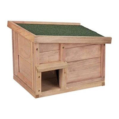 Afbeelding van Relaxdays Houten egelhotel met vloer, 2 slaapkamers, egel winterkwartier, tuin, 30 x 40 34 cm, lichtbruin