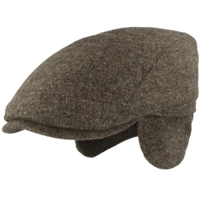 Afbeelding van Wintermuts voor heren, met oorschelpen, flatcap, kleppet, 100% wol, opvouwbare oorbescherming, huidvriendelijk en comfortabel, antraciet, eenkleurig