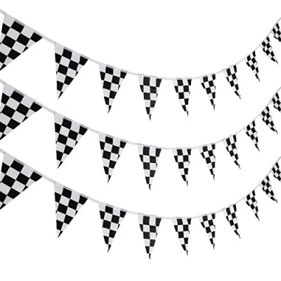 Afbeelding van 10 Meter Damier Banner Racing Vlag Party Accessoire voor Verjaardag Race Thema Decoratie
