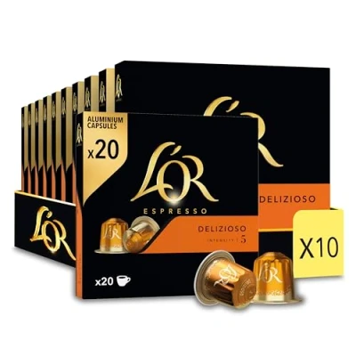 Image de L&#039;OR Delizioso 200 Capsules de Café intensité 5 Compatibles Nespresso®* (lot 20 x 10)