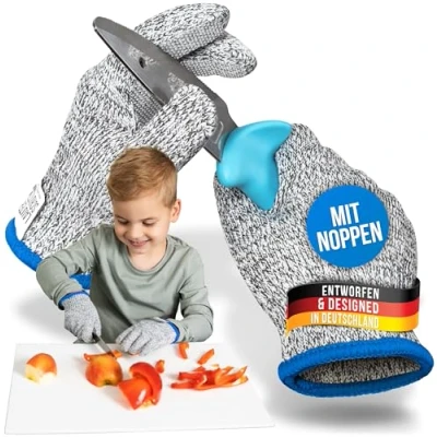 Afbeelding van LauterSchutz® 1 paar hoogwaardige snijbeschermende handschoenen met noppen, maten voor kinderen en volwassenen, polyethyleenweefsel van kruisvezel, hoog draagcomfort materiaal