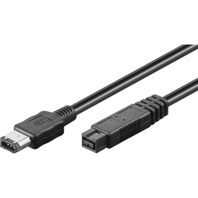 Afbeelding van FireWire 400 800 kabel met 6 pins 9 connectoren / zwart 5 meter