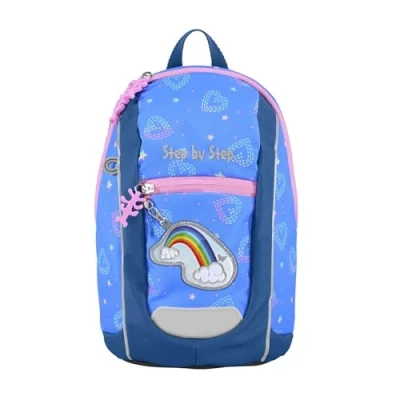 Afbeelding van Step by KIGA Ergonomische mini rugzak met in hoogte verstelbare borstband voor de kleinsten, kleuterschool en kleuterschool, vanaf 12 maanden, peuters, 6 liter, Rainnbow Lui