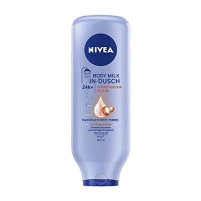 Image de NIVEA In Dusch Soft Milk (400 ml), crème pour le corps avec beurre de karité et formule soin 5 en 1 activée par l&#039;eau, lotion hydratante la douche