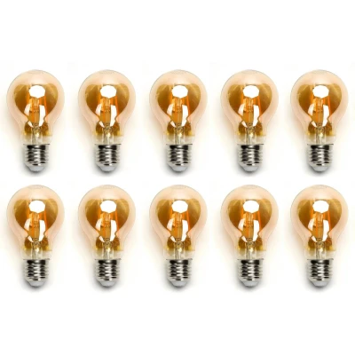 Afbeelding van Gloeilamp E27 10 stuks 6W=45W warmwit 2200K amber glas