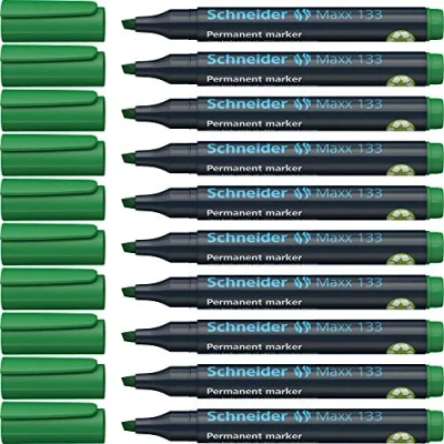 Afbeelding van Schneider permanent marker Maxx 133 beitelpunt groen 10 stuks S 113304
