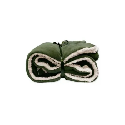 Afbeelding van Lars coral fleece/suede plaid winter green 150x200 cm Unique Living