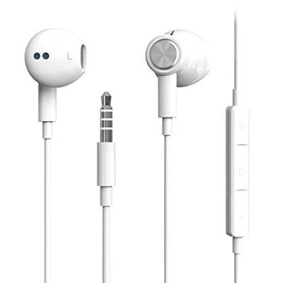 Afbeelding van Écouteurs intra auriculaires à isolation phonique avec microphone pour iPhone, iPod, iPad, MP3, Huawei, Samsung, écouteurs légers contrôle du volume et prise jack 3,5 mm