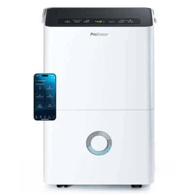 Afbeelding van Pro Breeze Luchtontvochtiger, compressor, 30 l/dag met smartphone app, wifi, continue afwatering, waterreservoir van 4 liter en timer 24 uur, draagbaar voor schimmel vocht